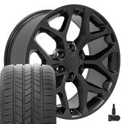 Set(4) 20x9 CV98 Satin Black - 6x139.7 +24ET with 275/55r20 Goodyear Eagle LS2 Tires &amp; TPMS