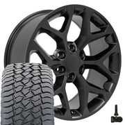 20" Replica Wheels fit Chevrolet Silverado 1500 - CV98B Satin Black 20x9, Sailun Tires &amp; TPMS Set