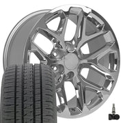 Set(4) 20x9 CV98 Chrome - 6x139.7 +24ET with 275/55r20 Bridgestone Dueler Alenza HL Plus Tires &amp; TPMS