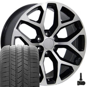 Set(4) 20x9 CV98B Gloss Black Machined - 6x139.7 +27ET with 275/55r20 Goodyear Eagle LS2 Tires &amp; TPMS