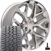 22" Replica Wheels fit Chevrolet Silverado 1500 - CV98B Chrome 22x9, Sailun Tires &amp; TPMS Set