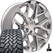 Set(4) 22x9 CV98B Chrome - 6x139.7 +24ET with 285/45r22 TBB TS-37 AT Tires &amp; TPMS