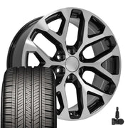 OE Wheels CV98 22x9 6x139.7 Gloss Black Machined Wheels 285-45-22 Goodyear Eagle Touring Tires TPMS SET