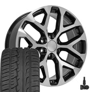 Set(4) 22x9 CV98 Gloss Black Machined - 6x139.7 +24ET with 285/45r22 Ironman iMove GEN 2 SUV Tires &amp; TPMS