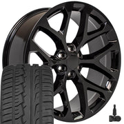 OE Wheels CV98 24x10 6x139.7 Gloss Black Wheels 295-35-24 Ironman iMove GEN 2 Tires TPMS SET