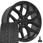 OE Wheels CV98 24x10 6x139.7 Satin Black Wheels 305-35-24 Ironman iMove GEN 2 Tires TPMS SET