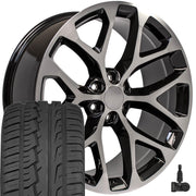 Set(4) 24x10 CV98 Gloss Black Machined - 6x139.7 +24ET with 305/35r24 Ironman iMove GEN 2 Tires &amp; TPMS