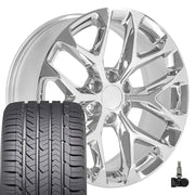 OE Wheels CV98 22x9 6x139.7 Chrome Wheels 285-45-22 Goodyear Eagle Sport Tires TPMS SET