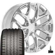 Set(4) 22x9 CV98 Chrome - 6x139.7 +24ET with 285/45r22 Goodyear Eagle Touring Tires &amp; TPMS