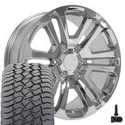 20" Replica Wheels fit GMC Sierra 1500 - CV99 Chrome 20x9, Sailun Tires &amp; TPMS Set