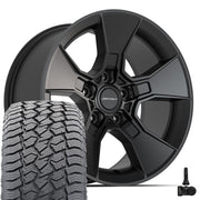 17" DEFIANT Wheels fit Jeep Wrangler - DF02 Satin Black 17x8.5, Sailun Tires &amp; TPMS Set