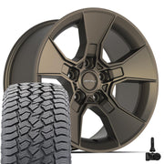 17" DEFIANT Wheels fit Jeep Wrangler - DF02 Satin Bronze 17x8.5, Sailun Tires &amp; TPMS Set