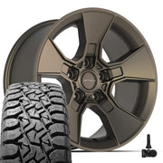 Set(4) 17x8.5 DF02 Satin Bronze - 5x127 +12ET with 33x12.50r17 TBB TS-57 RT Tires &amp; TPMS