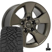 Set(4) 17x8.5 DF02 Satin Bronze - 5x127 +12ET with 33x12.50r17 Sailun TerraMax RT Tires &amp; TPMS