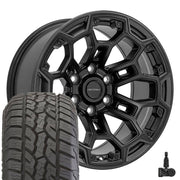 Set(4) 18x9 DF03 Satin Black with Dark Satin Charcoal 2-Tone - 6x139.7 -12ET with 275/65r18 Ironman All Country A/T2 Tires &amp; TPMS