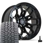 20" DEFIANT Wheels fit Ram 1500 - DF03 Gloss Black 20x9, Sailun Tires &amp; TPMS Set