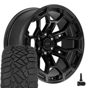 DEFIANT DF03 20x9 6x139.7 Satin Black with Dark Satin Charcoal 2-Tone Wheels 275-55-20 Sailun TerraMax RT Tires TPMS SET