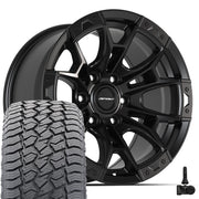 17" DEFIANT Wheels fit Ford F-150 - DF04 Satin Black 17x9, Sailun Tires &amp; TPMS Set