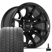 Set(4) 20x9 DF04 Satin Black - 6x135 +12ET with 275/55r20 Goodyear Eagle LS2 Tires &amp; TPMS