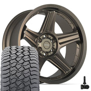 22" DEFIANT Wheels fit Ram 1500 - DF07 Satin Bronze 22x10, Sailun Tires &amp; TPMS Set