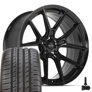 Set(4) 20x9 DF08 Gloss Black - 5x114.3 +35ET with 245/45r20 Ironman iMove GEN 2 Tires &amp; TPMS