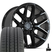 Set(4) 20x9 DF17A Gloss Black - 6x139.7 +18ET with 275/55r20 Bridgestone Dueler Alenza HL Plus Tires &amp; TPMS