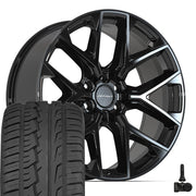 Set(4) 22x9 DF17A Gloss Black - 6x139.7 +18ET with 285/45r22 Ironman iMove GEN 2 SUV Tires &amp; TPMS