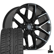 Set(4) 24x10 DF17A Gloss Black - 6x139.7 +24ET with 305/35r24 Ironman iMove GEN 2 Tires &amp; TPMS