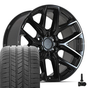 Set(4) 20x9 DF17B Gloss Black - 6x139.7 +18ET with 275/55r20 Goodyear Eagle LS2 Tires &amp; TPMS