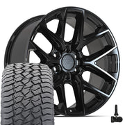 20" DEFIANT Wheels fit Ram 1500 - DF17B Gloss Black 20x9, Sailun Tires &amp; TPMS Set