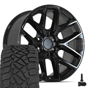 Set(4) 20x9 DF17C Gloss Black - 6x135 +18ET with 275/55r20 Sailun TerraMax RT Tires &amp; TPMS