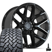 Set(4) 20x9 DF17C Gloss Black - 6x135 +18ET with 275/55r20 TBB TS-37 AT Tires &amp; TPMS