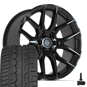 Set(4) 22x9 DF18A Gloss Black - 6x139.7 +18ET with 285/45r22 Ironman iMove GEN 2 SUV Tires &amp; TPMS