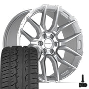 Set(4) 22x9 DF18A Gloss Silver Machined - 6x139.7 +18ET with 285/45r22 Ironman iMove GEN 2 SUV Tires &amp; TPMS