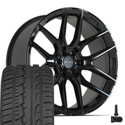 Set(4) 24x10 DF18A Gloss Black - 6x139.7 +24ET with 305/35r24 Ironman iMove GEN 2 Tires &amp; TPMS