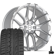 Set(4) 24x10 DF18A Gloss Silver Machined - 6x139.7 +24ET with 295/35r24 Ironman iMove GEN 2 Tires &amp; TPMS