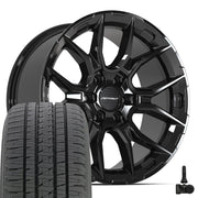Set(4) 20x9 DF18B Gloss Black - 6x139.7 +18ET with 275/55r20 Bridgestone Dueler Alenza HL Plus Tires &amp; TPMS