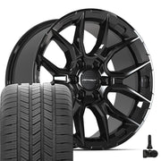 Set(4) 20x9 DF18B Gloss Black - 6x139.7 +18ET with 275/55r20 Goodyear Eagle LS2 Tires &amp; TPMS