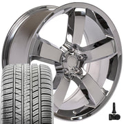 Set(4) 20x9 DG04 Chrome - 5x115 +20ET with 275/40r20 Sailun Atrezzo SVA2 Tires &amp; TPMS