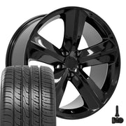 20" Replica Wheels fit Dodge Charger/Challenger - DG05 Gloss Black 20x9, Ironman Tires &amp; TPMS Set