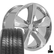 20" Replica Wheels fit Dodge Charger/Challenger - DG05 Chrome 20x9, Ironman Tires &amp; TPMS Set