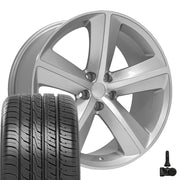 20" Replica Wheels fit Dodge Charger/Challenger - DG05 Gloss Silver Machined 20x9, Ironman Tires &amp; TPMS Set