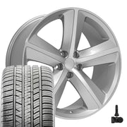 Set(4) 20x9 DG05 Gloss Silver Machined - 5x115 +20ET with 275/40r20 Sailun Atrezzo SVA2 Tires &amp; TPMS