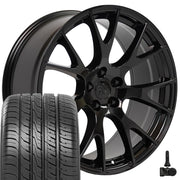 20" Replica Wheels fit Dodge Charger/Challenger - DG15 Gloss Black 20x9, Ironman Tires &amp; TPMS Set