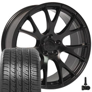 20" Replica Wheels fit Dodge Charger/Challenger - DG15 Satin Black 20x9, Ironman Tires &amp; TPMS Set