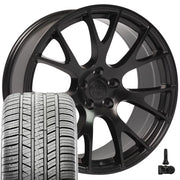 Set(4) 20x9 DG15 Satin Black - 5x115 +18ET with 245/45r20 Sailun Atrezzo SVA2 Tires &amp; TPMS