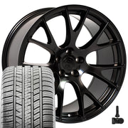 Set(4) 20x10 DG15 Satin Black - 5x115 +18ET with 275/40r20 Sailun Atrezzo SVA2 Tires &amp; TPMS