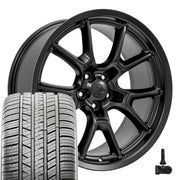 Set(4) 20x9 &amp; 20x10 DG21 Satin Black - 5x115 +18ET with 245/45r20 &amp; 275/40r20 Sailun Atrezzo SVA2 Tires &amp; TPMS