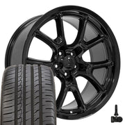 20" Replica Wheels fit Dodge Charger/Challenger - DG21 Gloss Black 20x9, Ironman Tires &amp; TPMS Set