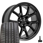 20" Replica Wheels fit Dodge Charger/Challenger - DG21 Satin Black 20x9, Ironman Tires &amp; TPMS Set